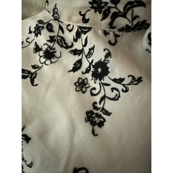 New Blouse M Beige Lined W Flocked Flowers Ruffled Sleeves Romantic Whimsy Goth - Picture 5 of 16